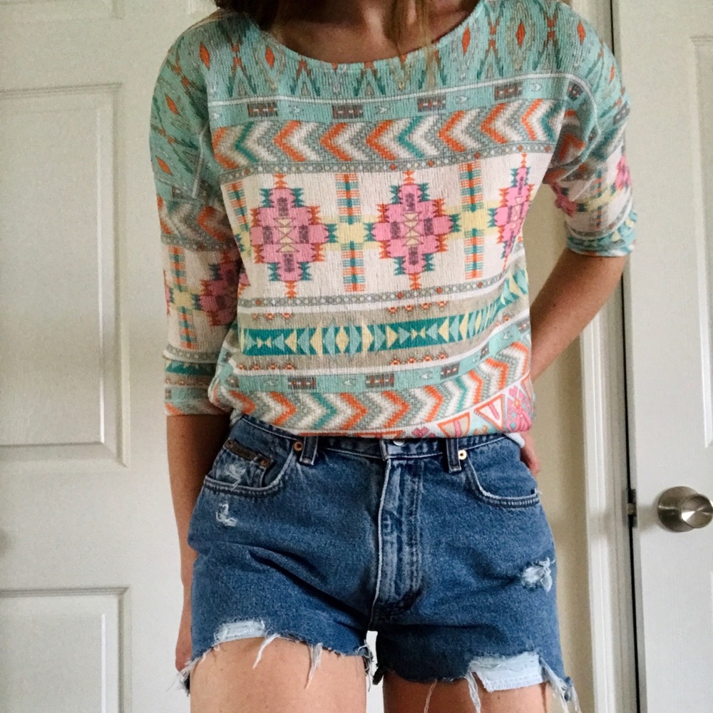 Anthropologie Akemi + Kin Morganna Aztec Print Top